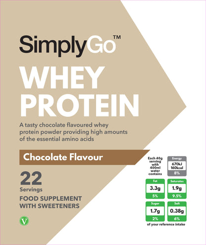 SimplyGo Whey Protein 900g Chocolate Flavour