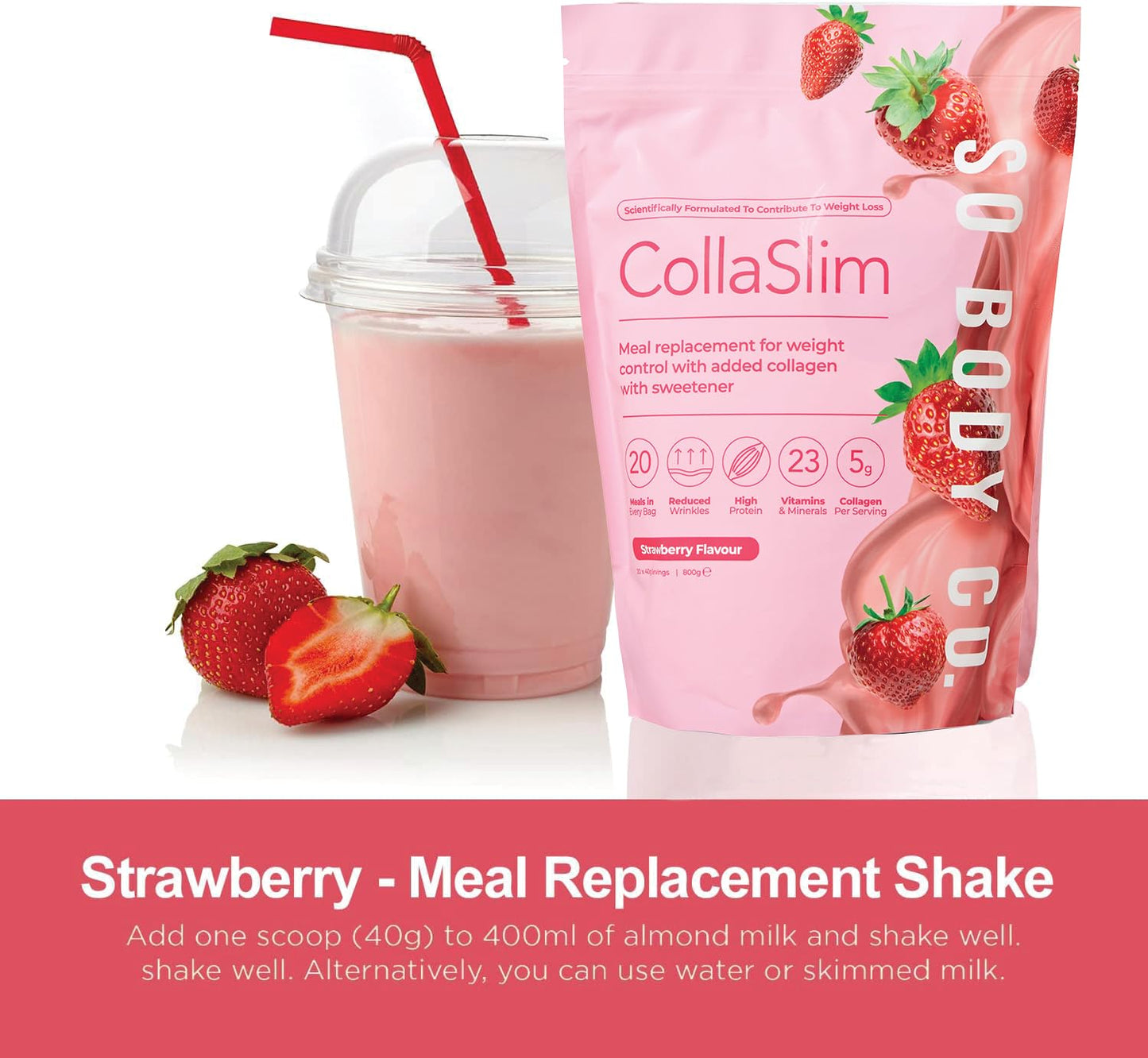 CollaSlim, Meal Replacement Shake with Added Collagen, Vitamins and Minerals, 800g