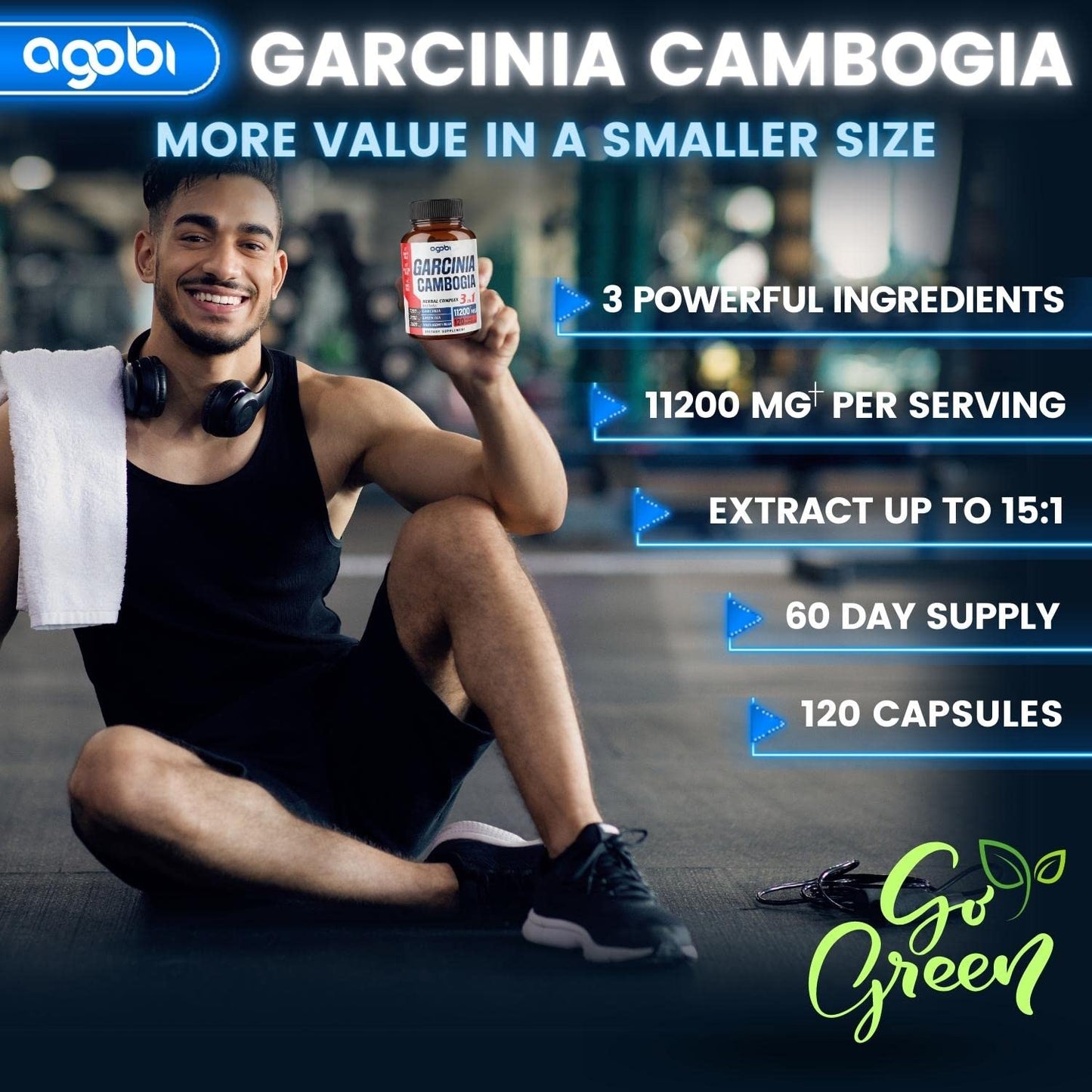 agobi 3in1 Garcinia Cambogia Extract Capsules - 11200mg Herbal Supplement for Body Health