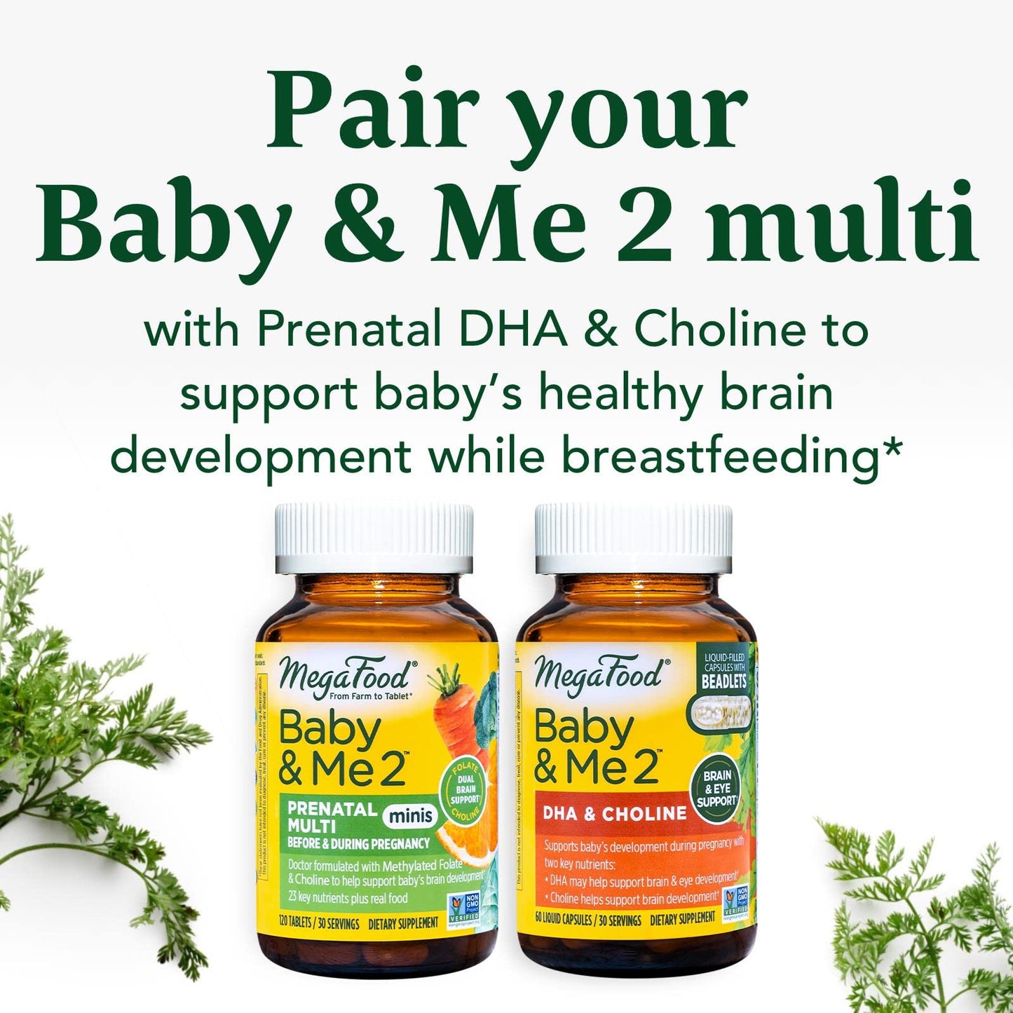 MegaFood Baby & Me 2 Prenatal Vitamin & Minerals - Vitamins for Women - with Folate