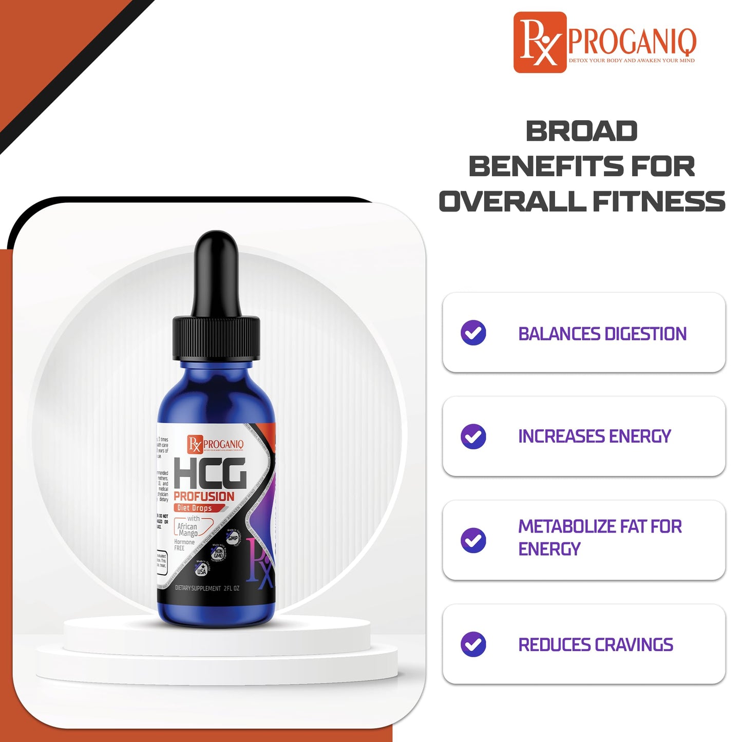 X PROGANIQ Profusion HCG Drops - Advanced Weight Management Formula with African