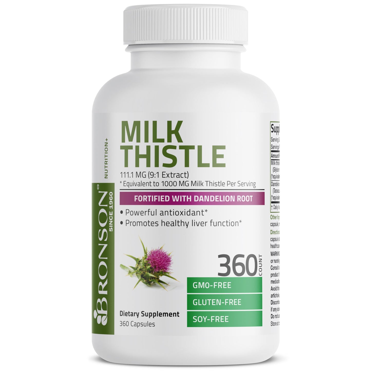 Bronson Milk Thistle Silymarin Marianum & Dandelion Root Liver Health Support