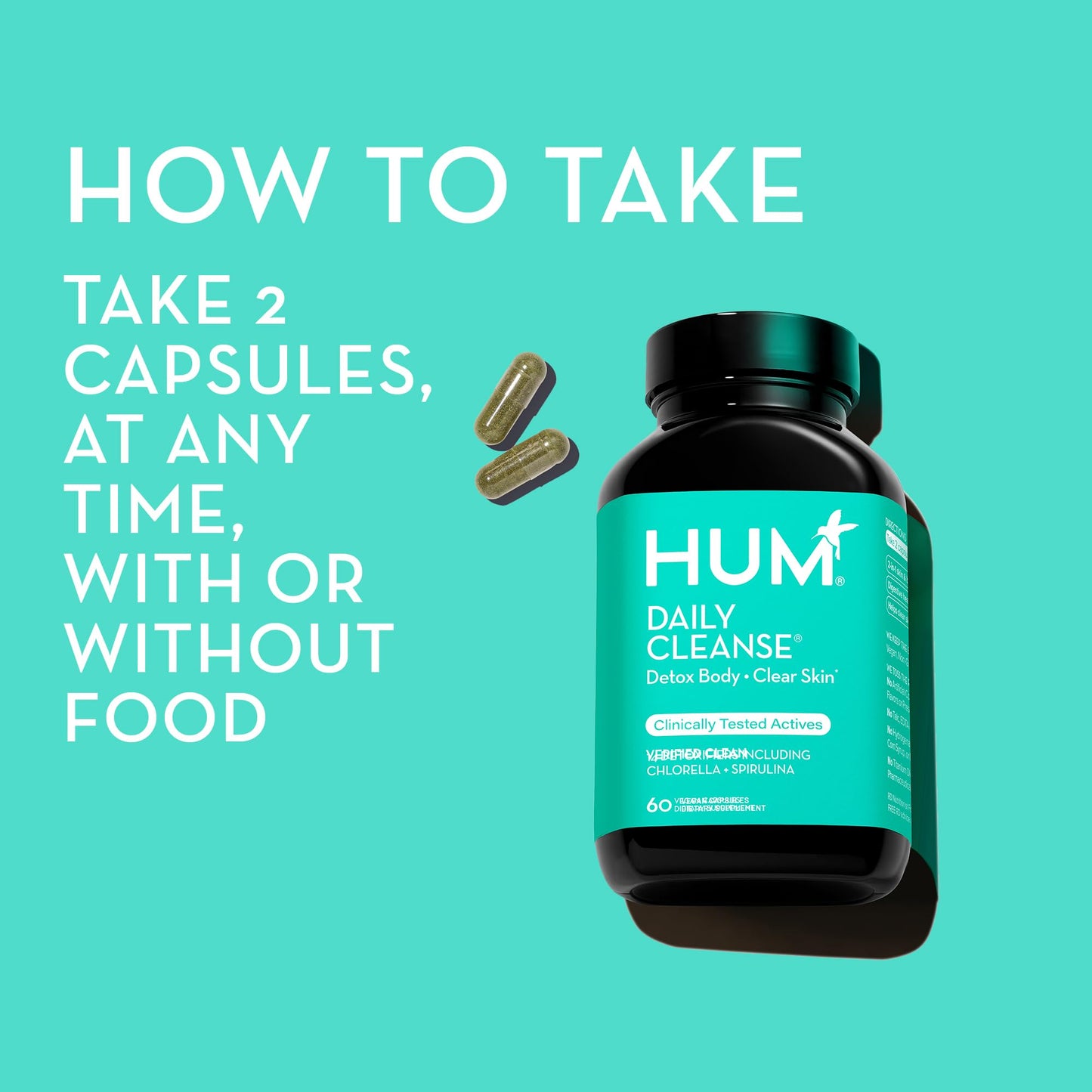 HUM Daily Cleanse Acne Supplements - Support for Clear Skin & Improved Digestion