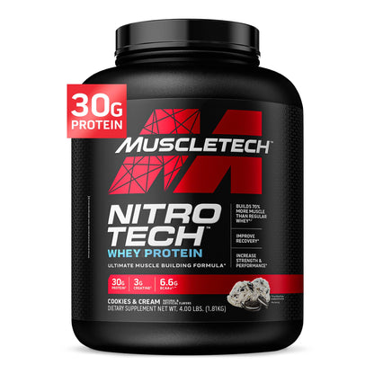 Muscletech Whey Protein Powder (Cookies & Cream, 4 Pound) - Nitro-Tech Muscle