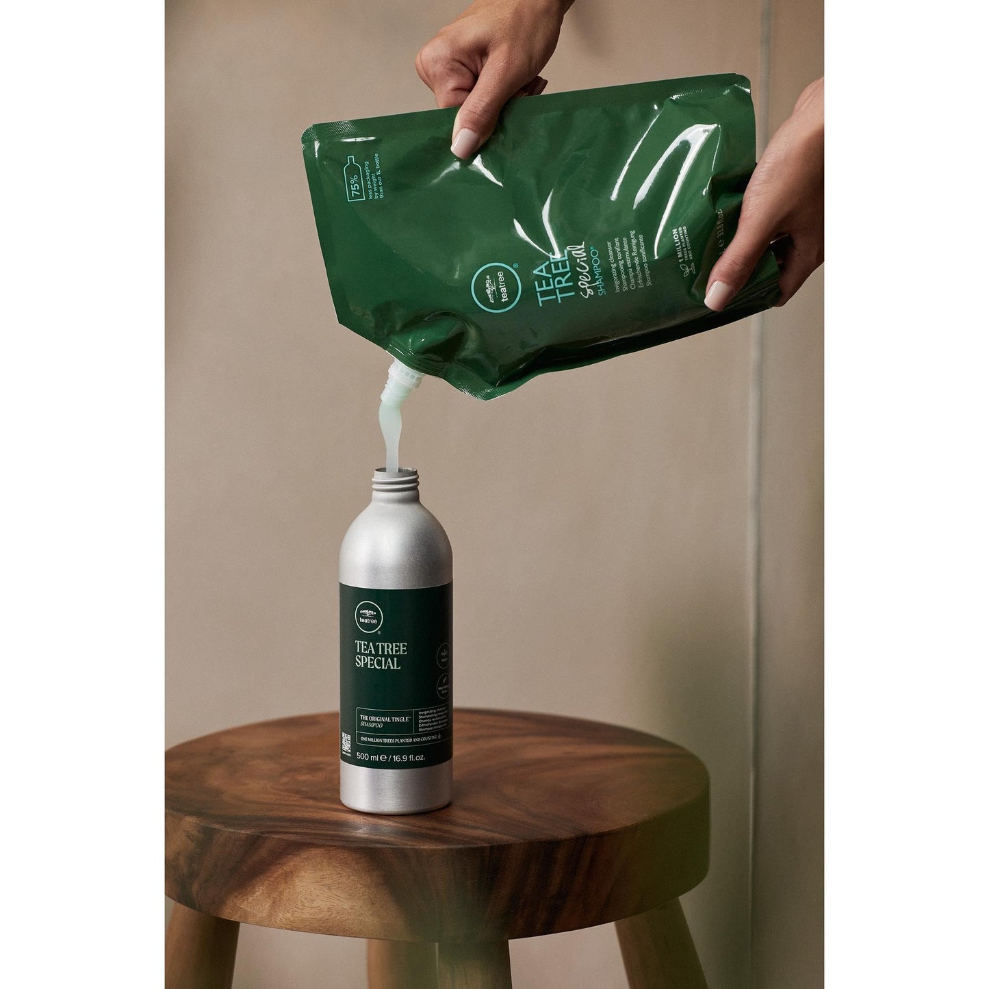 Tea Tree Special Shampoo Aluminum Bottle, Deep Cleans, Refreshes Scalp, For All Hair