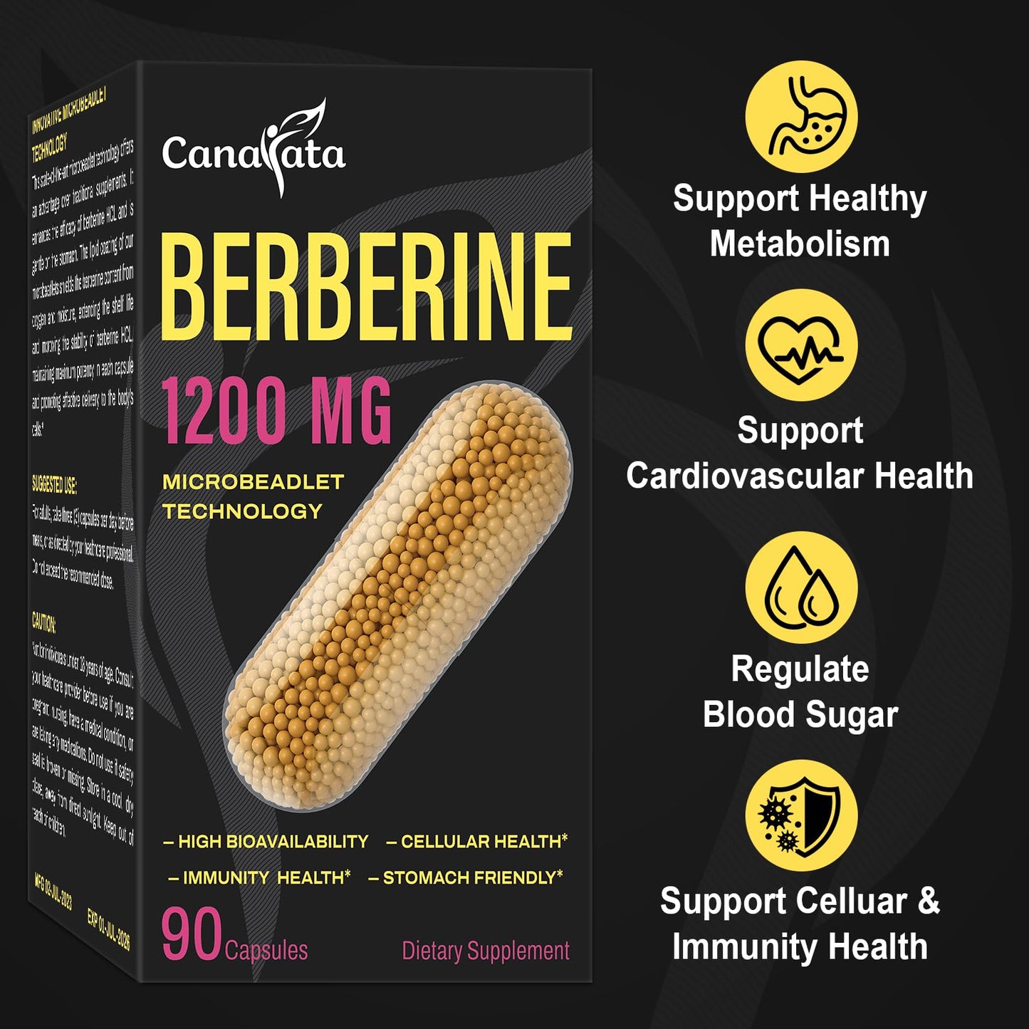 Berberine Supplement 1200mg Berberine HCL - High Bioavailability Microbeadlet