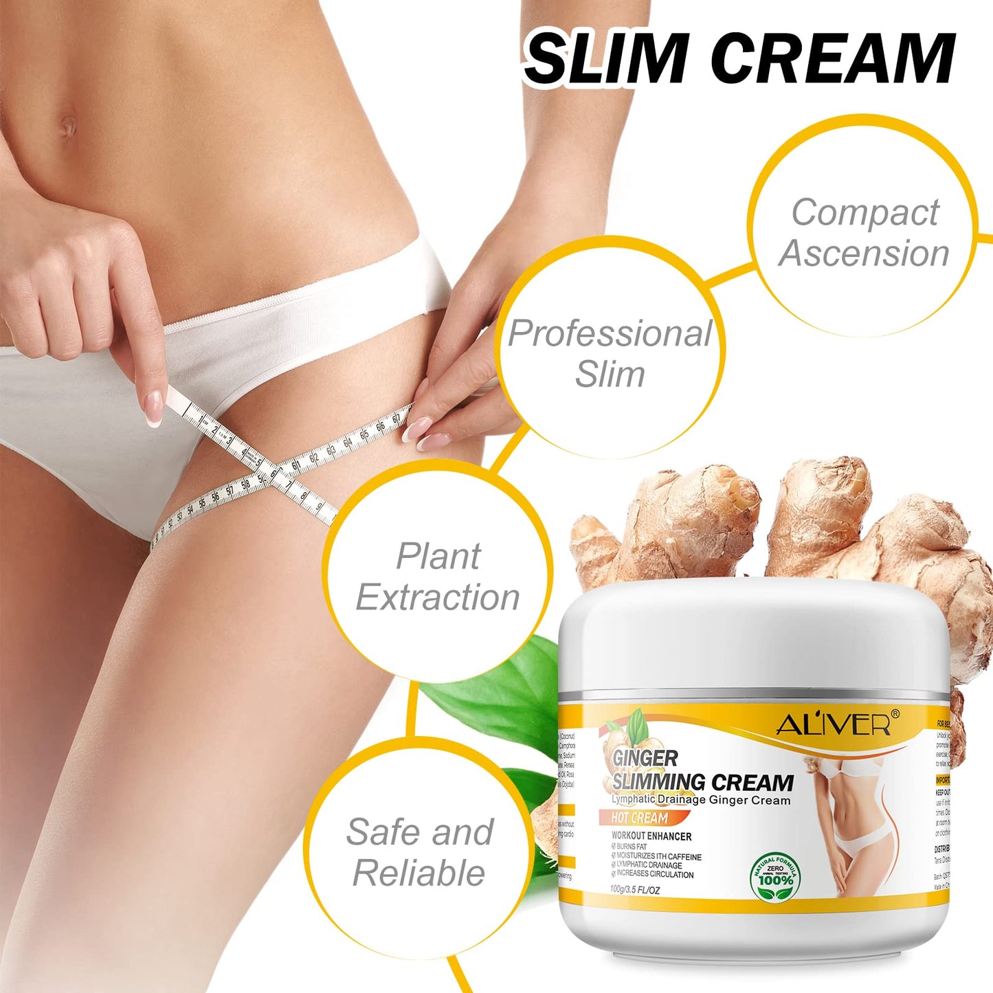 VOGSIG Anti Cellulite Slimming Cream Gel, Hot Cream, Ginger Fat Burning Weight Loss Full