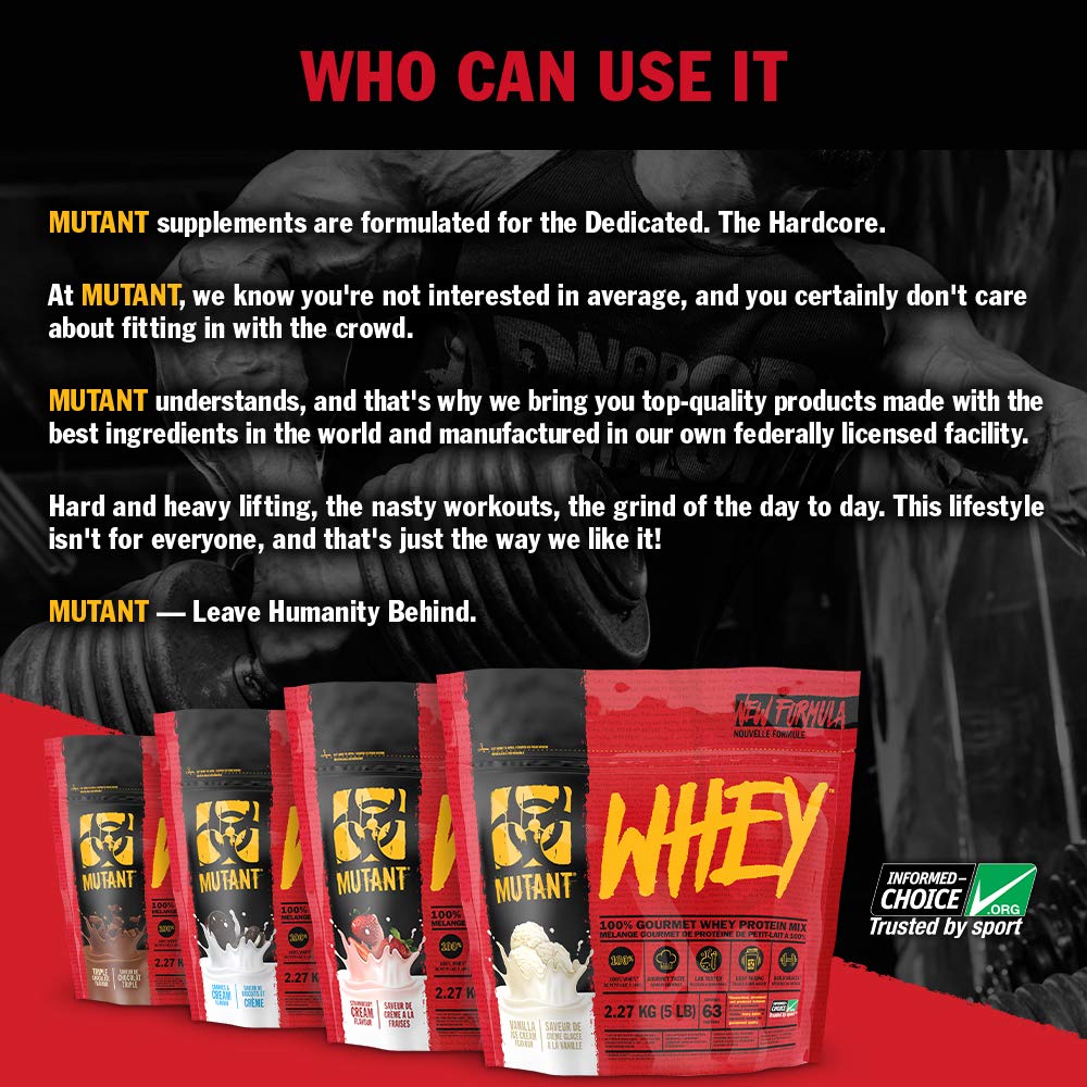 Mutant Whey – 100% Whey Protein Powder, Gourmet Taste, 22g of Protein, 10.4 g EAAs, 5 g BCAAs