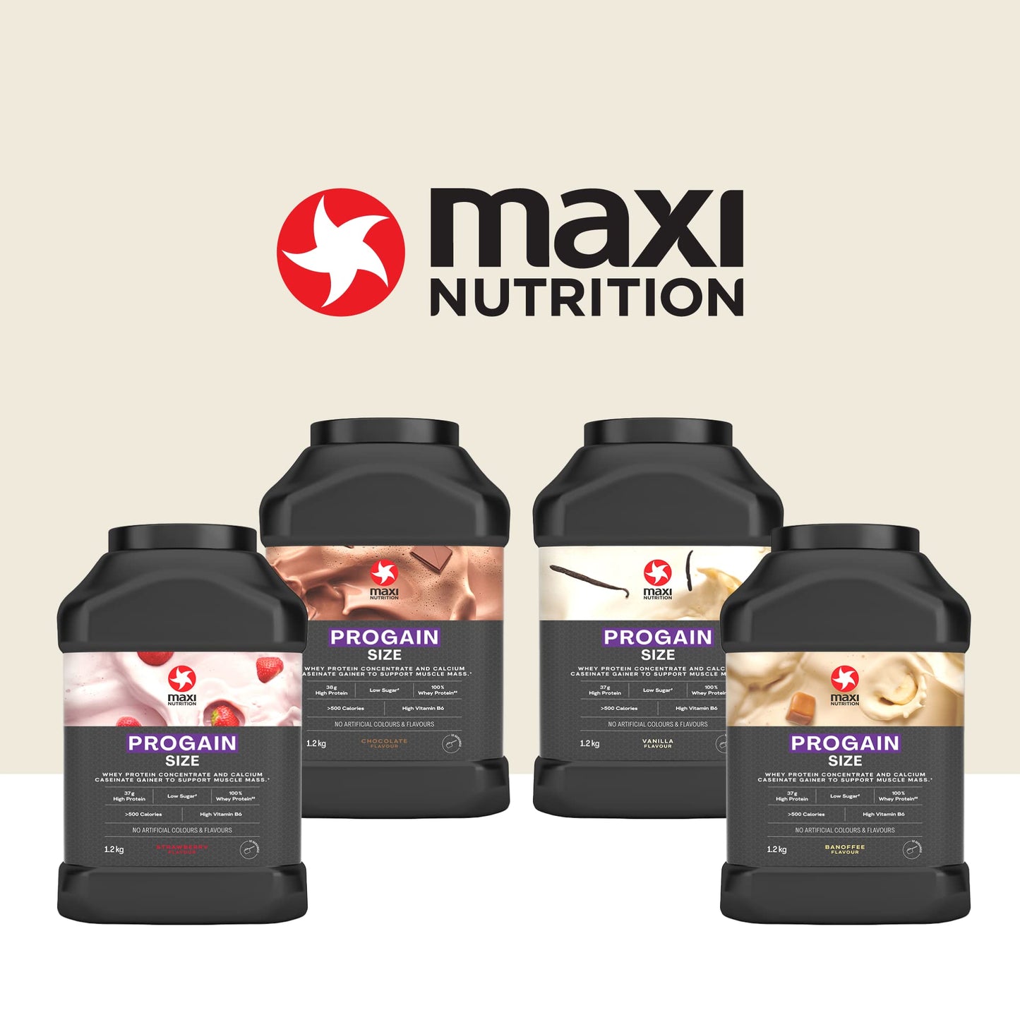 MaxiNutrition - Progain, Banoffee - Whey Protein Powder for Size & Muscle Mass – Low Sugar