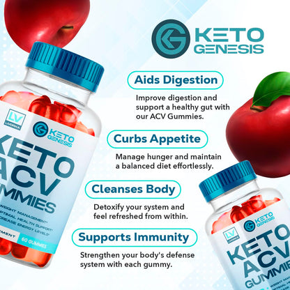 5 Pack - Keto Genesis Keto ACV Gummies Advanced Weight Loss, Genesis ACV, Genesis