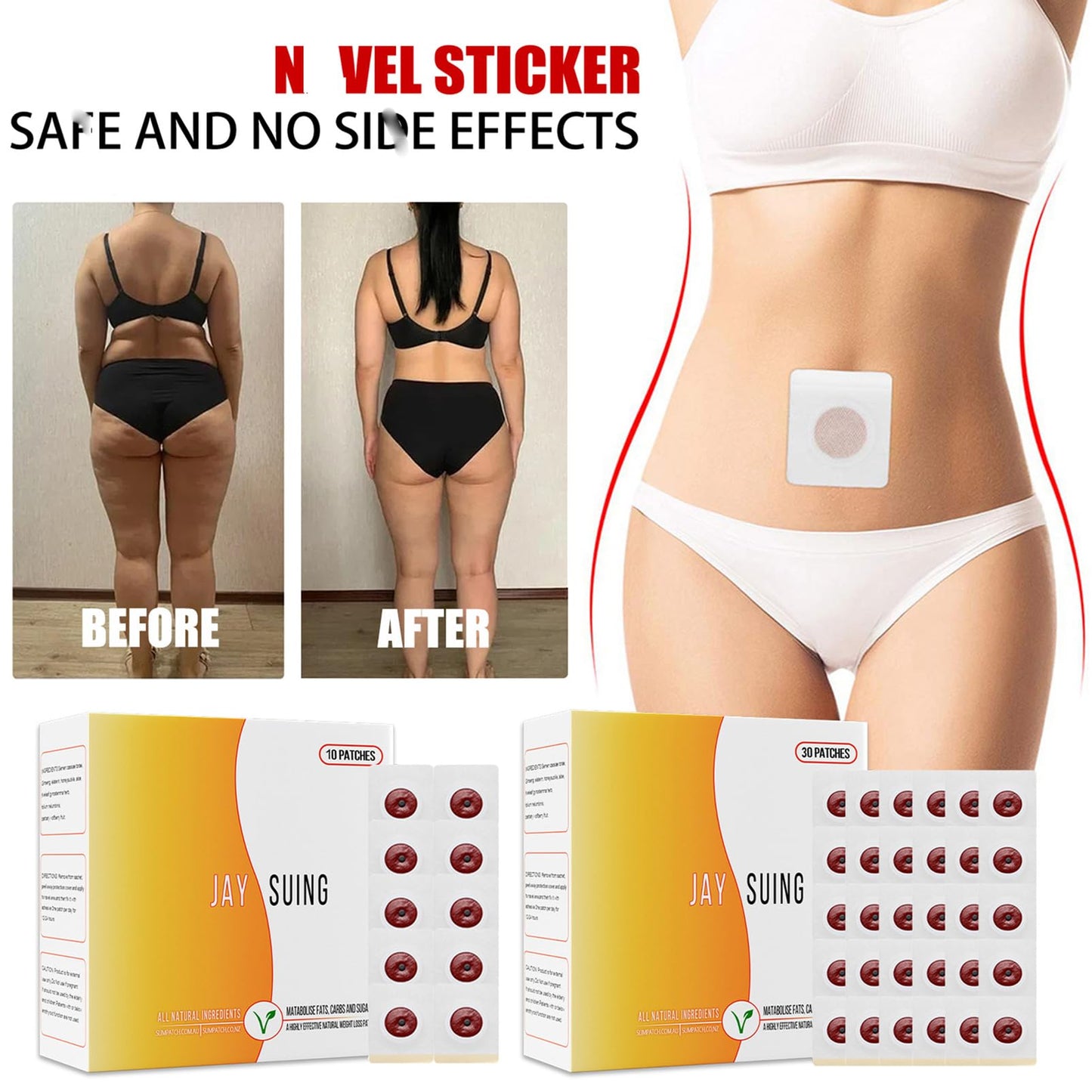 30Pcs Belly Patch, Waterproof Stickers for Women Girls, Natural Belly Sticker for Women and Men