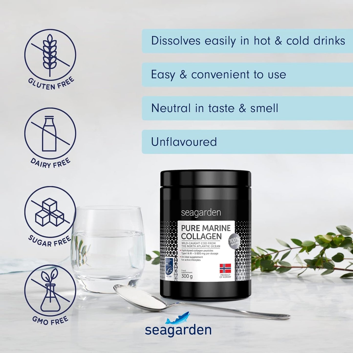 Seagarden Pure Marine Collagen Powder (Type I & III) | Wild-Caught Arctic Cod