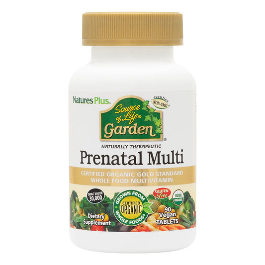 NaturesPlus Source of Life Garden Certified Organic Prenatal Multivitamin - 90 Vegan Tablets