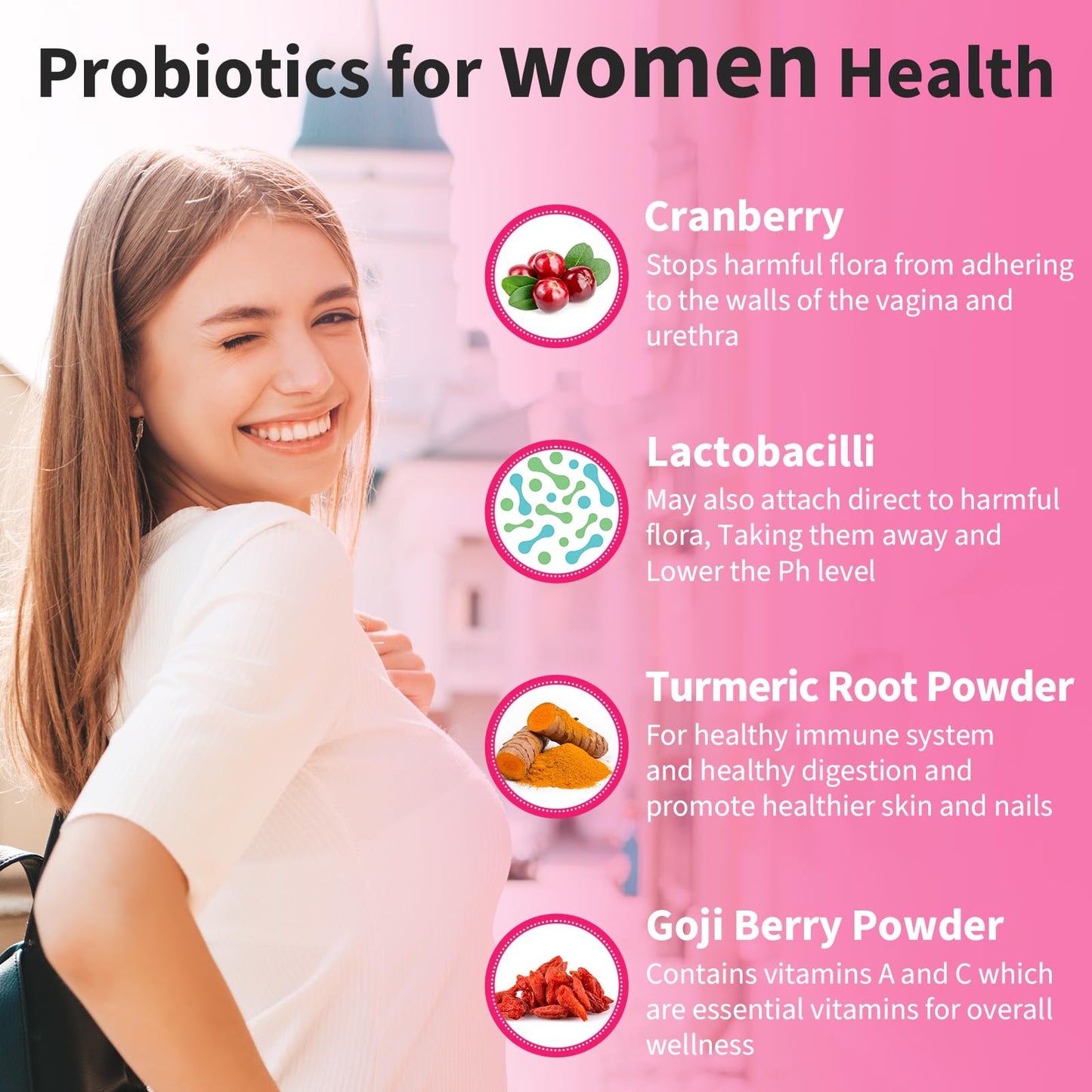 300 Billion CFUs Probiotics for Women,12 Strains Probiotics with Prebiotic Cranberry