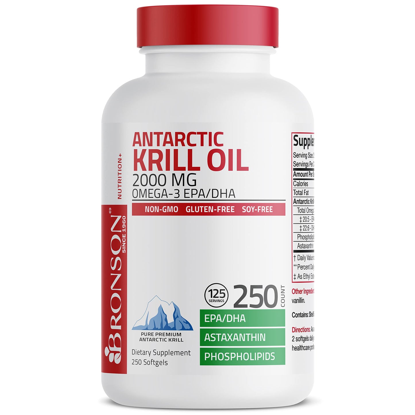 Bronson Antarctic Krill Oil 2000 mg with Omega-3s EPA, DHA, Astaxanthin and Phospholipi