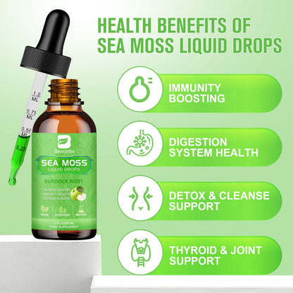 B BEWORTHS Sea Moss Liquid Drops - Organic Irish Sea Moss Gel with Burdock Root