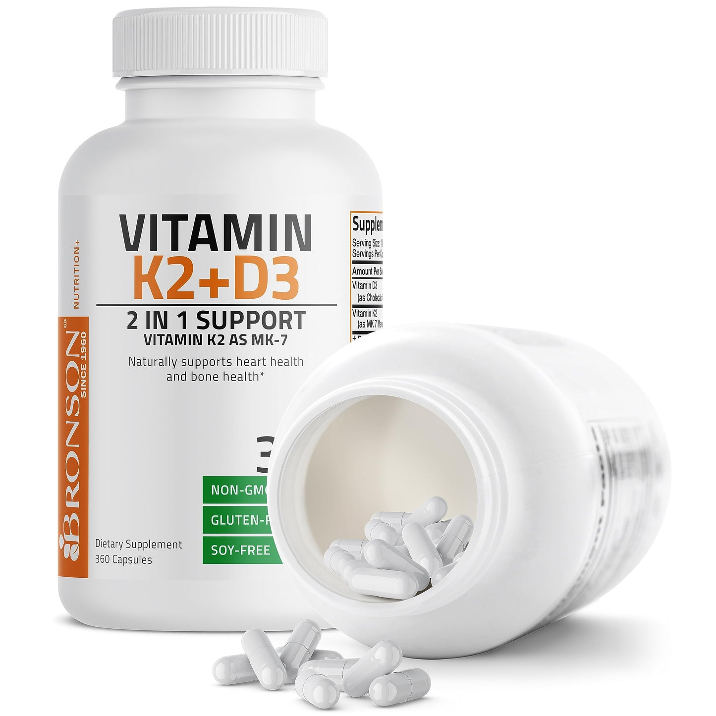 Bronson Vitamin K2 (MK7) with D3 Supplement Non-GMO Formula 5000 IU Vitamin D3