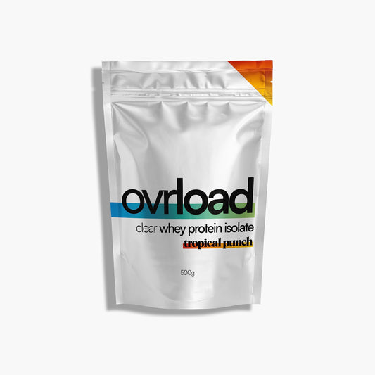 Overload Clear Whey Isolate Protein Powder - Tropical Punch - 500g - 20 Servings - Refreshing