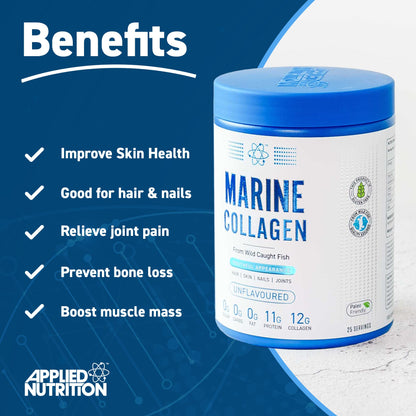 Applied Nutrition Marine Collagen Powder - Hydrolysed Collagen Protein, Healthy Skin, Hair, Nails