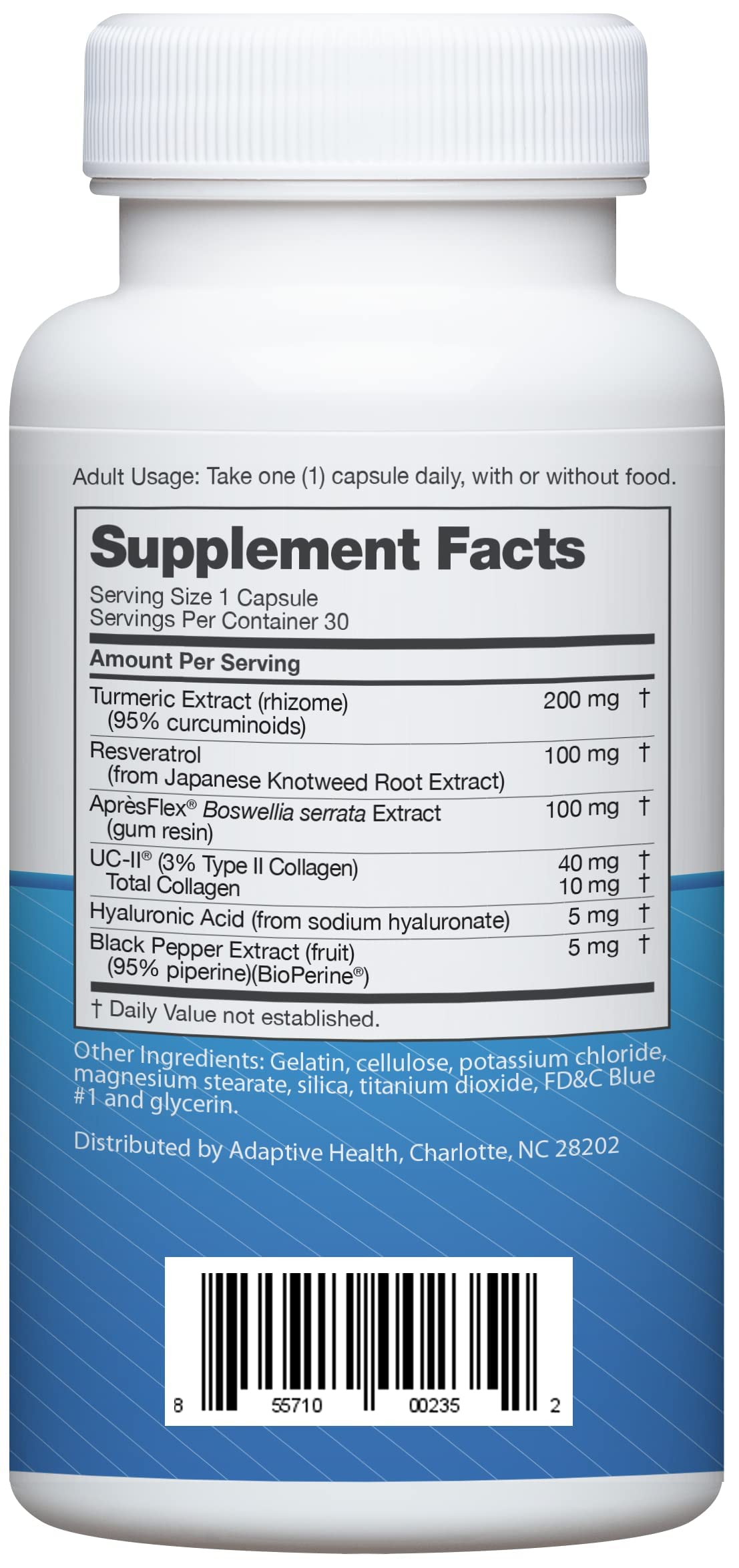 Advanced Joint Support Dietary Supplement with Turmeric, UC•II Collagen, Resveratrol