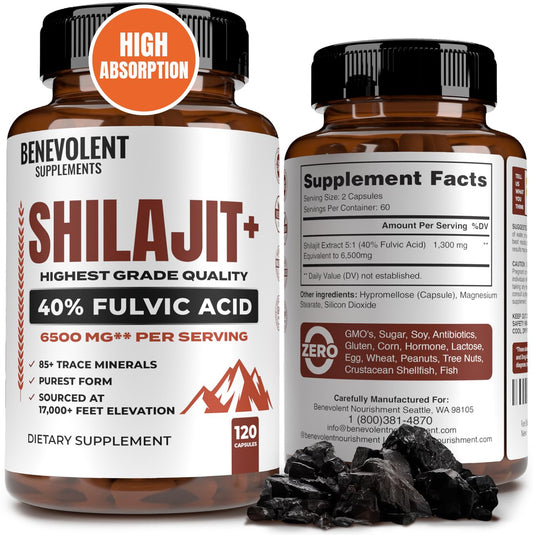 6,500mg Shilajit Supplement with 40% Fulvic Acid (High Absorption) | Authentic Himalayan 