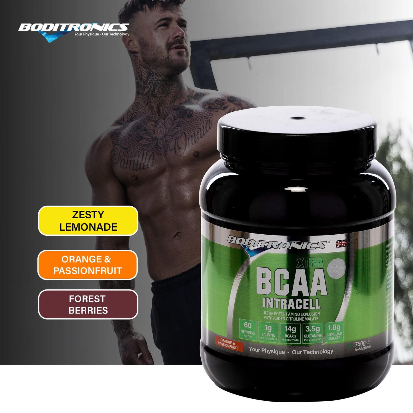 Boditronics BCAA Intracell Xtra Intra Workout Protein Powder, Branched Chain Amino Acid Supplement