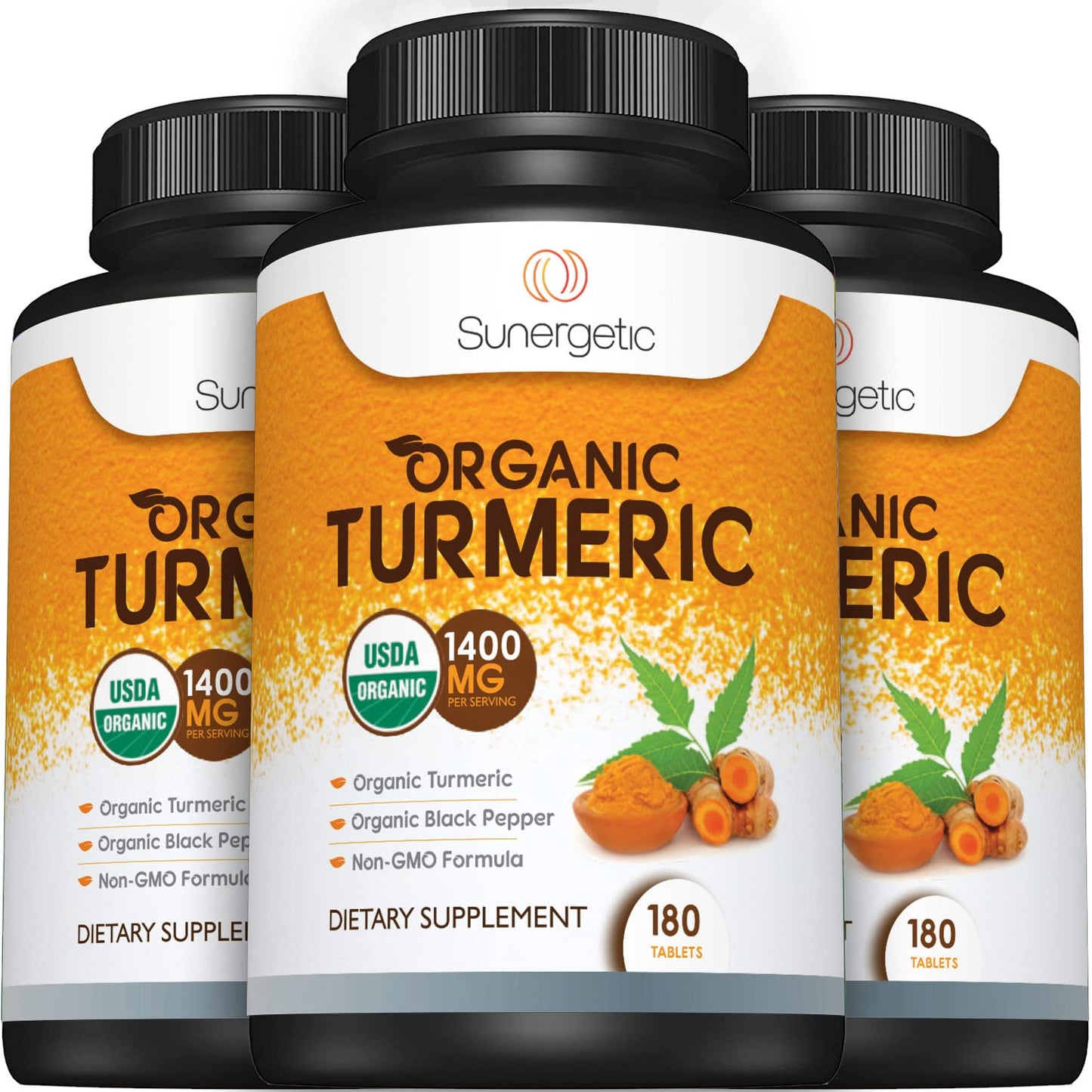 Sunergetic USDA Certified Organic Turmeric Supplement – Includes Organic Turmeric