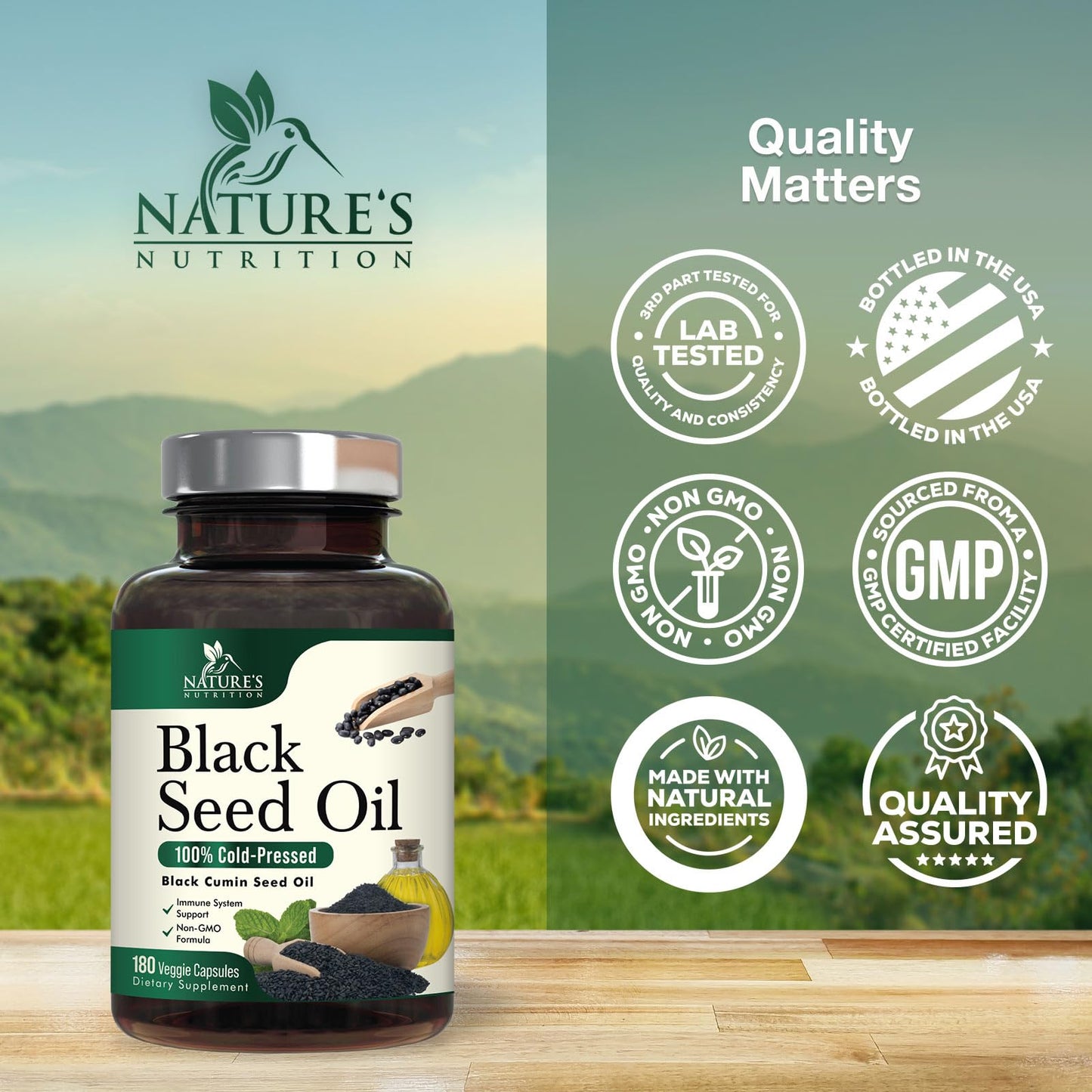 Black Seed Oil Capsules 1000mg - Vegan Cold-Pressed Nigella Sativa Black Seed Oil