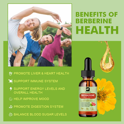 Berberine HCL Supplement - Berberine Liquid Drops with Turmeric, Bitter Melon