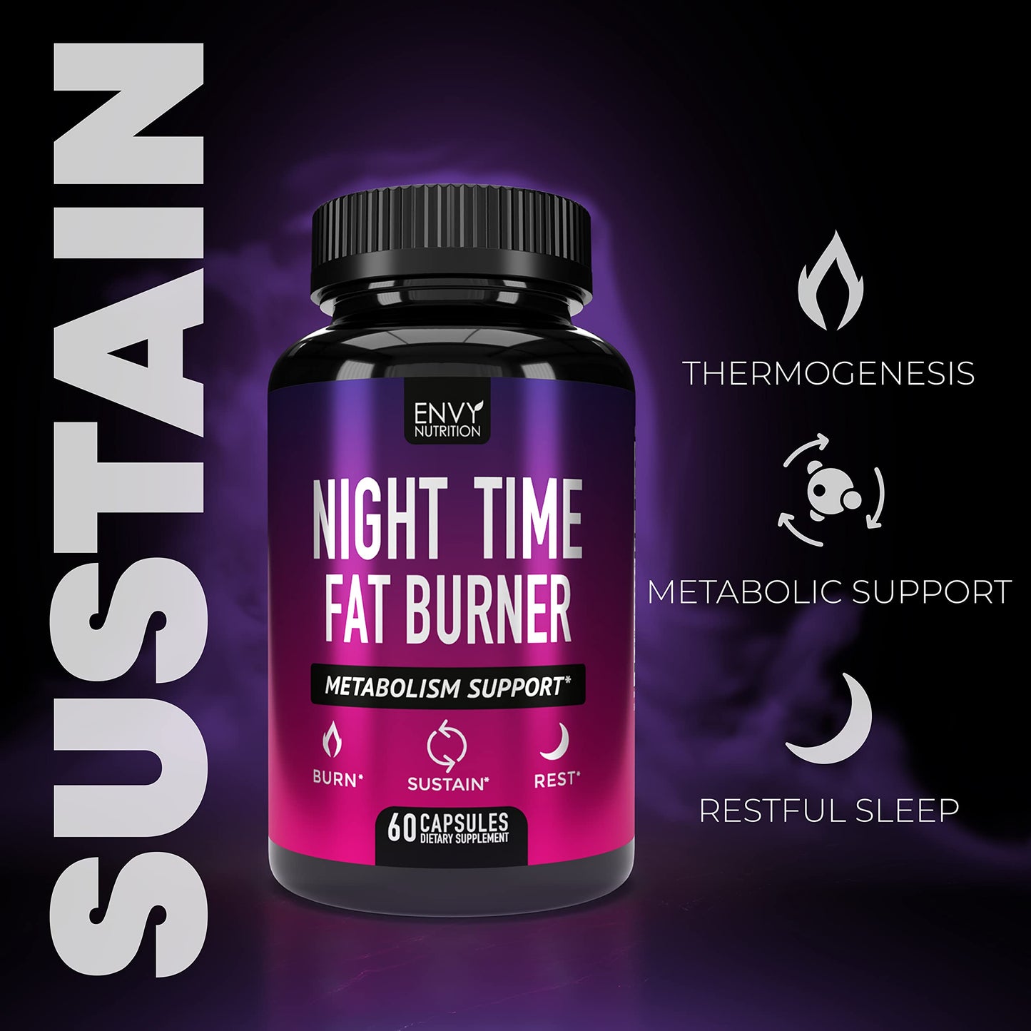 Night Time Fat Burner - Carb Blocker, Metabolism Booster, Appetite Suppressant