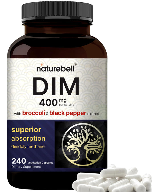 NatureBell DIM 400mg as Diindolylmethane, 240 Veggie Capsules | with Broccoli & Black Pepper