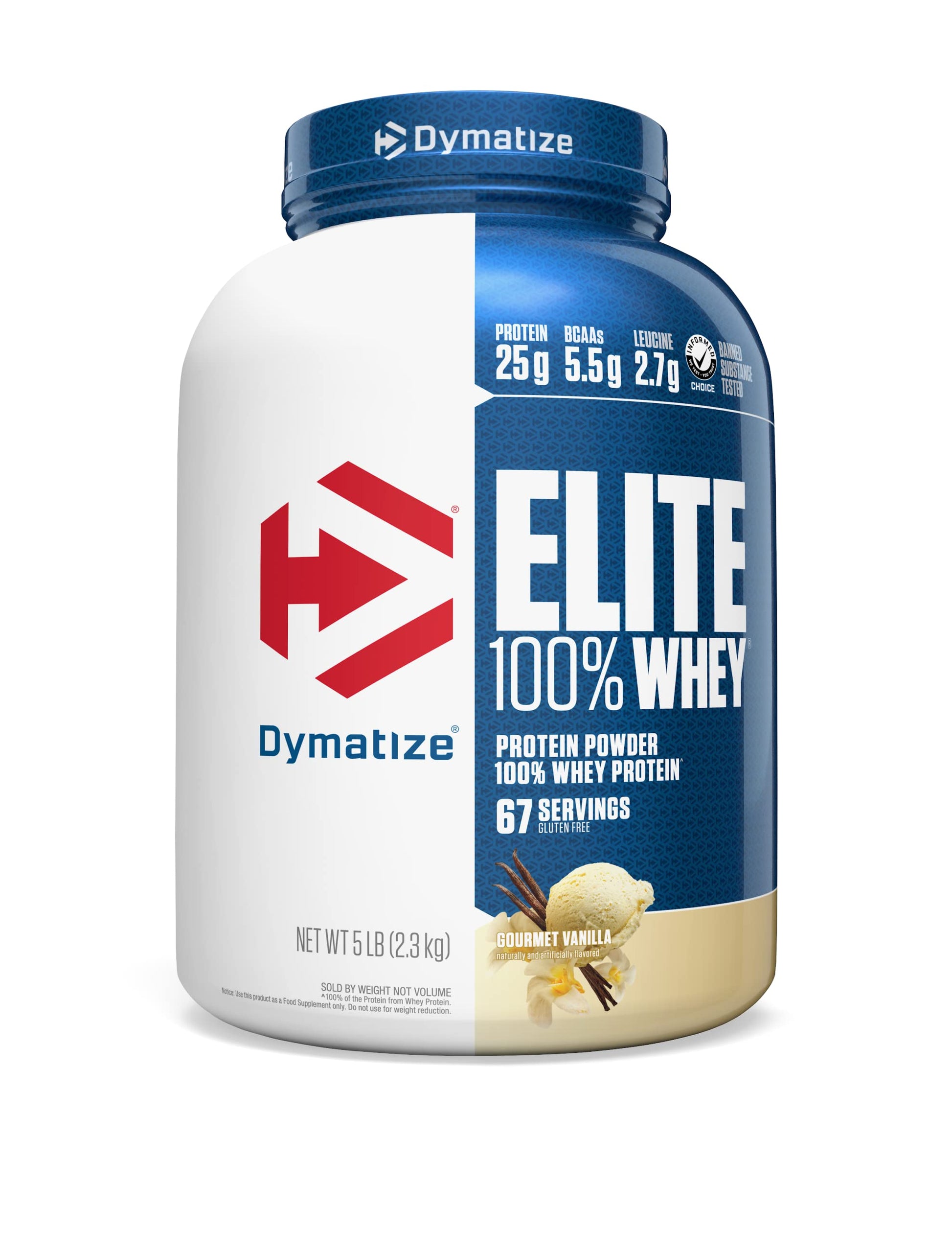 Dymatize Elite 100% Whey Protein Powder, 25g Protein, 5.5g BCAAs & 2.7g L-Leucine