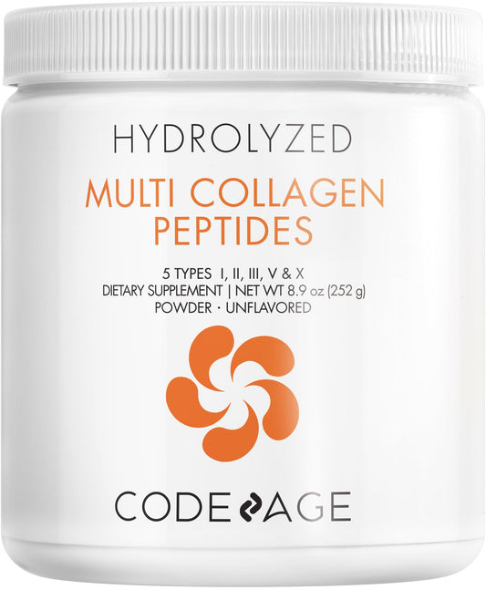 Codeage Multi Collagen Protein Powder Peptides, Hydrolyzed, Type I, II, III, V, X Grass Fed All in One Super Bone