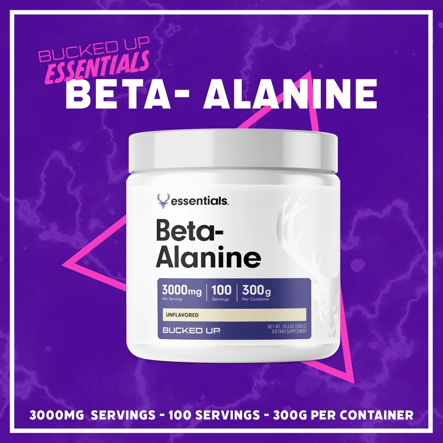 Bucked Up Beta Alanine 300mg Powder, Non-GMO, Gluten-Free, Unflavored (100 Servings)