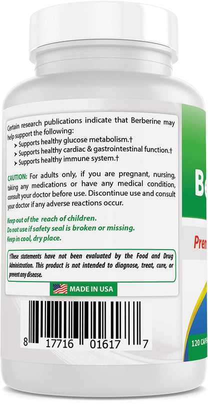 Best Naturals Berberine 500mg 120 Capsules - Supports Immune Function, Cardiovascular