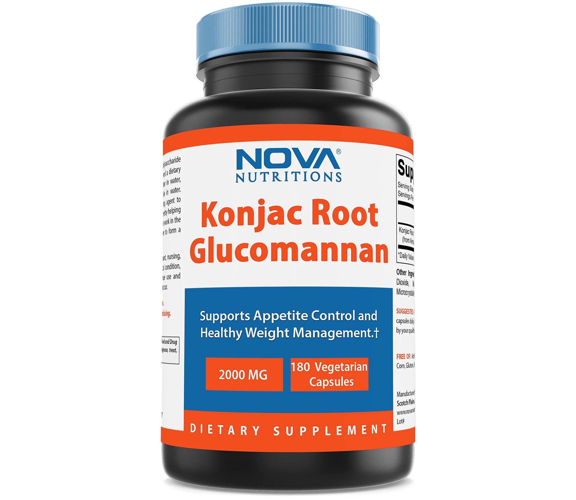 Nova Nutritions 2 Pack Konjac Root Glucomannan Capsules 2000 mg/Serving Veggie Caps