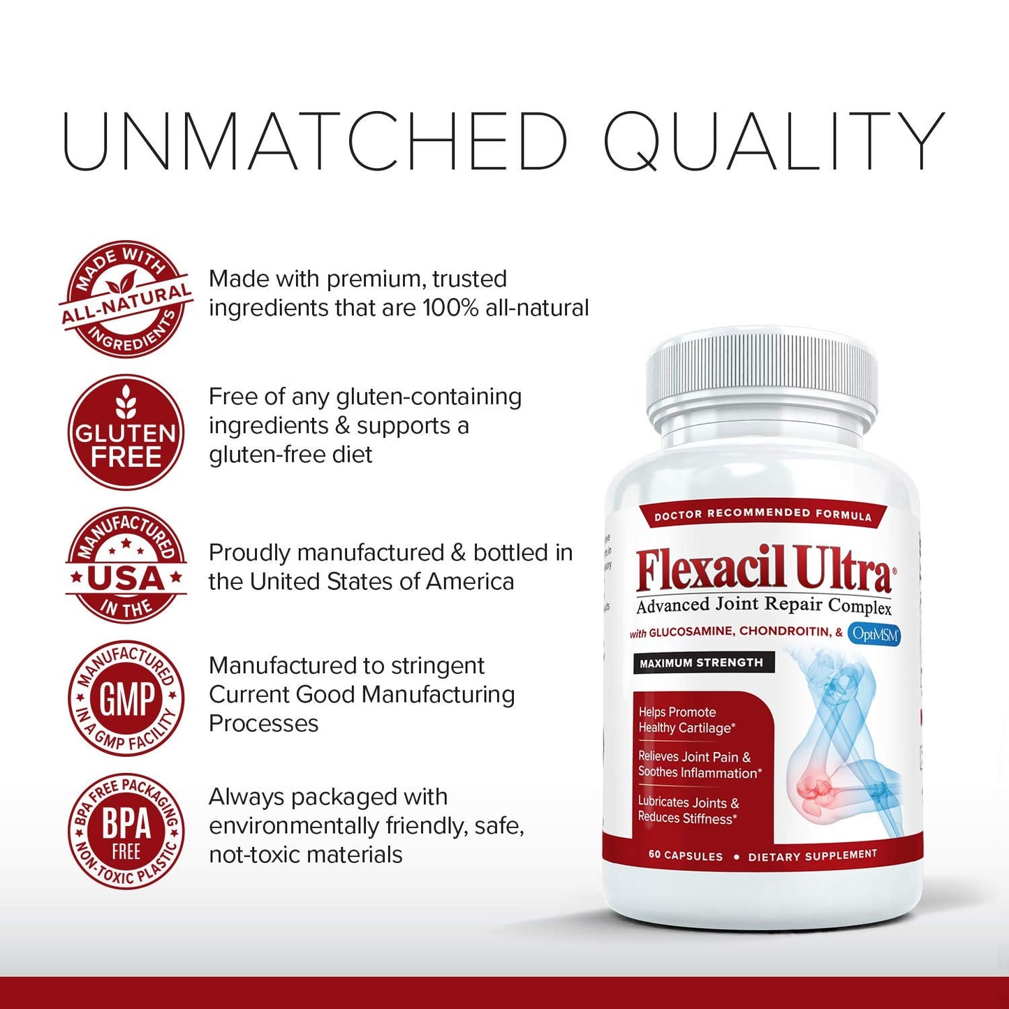 Flexacil Ultra Joint Health & Support Supplement with Glucosamine, Chondroitin