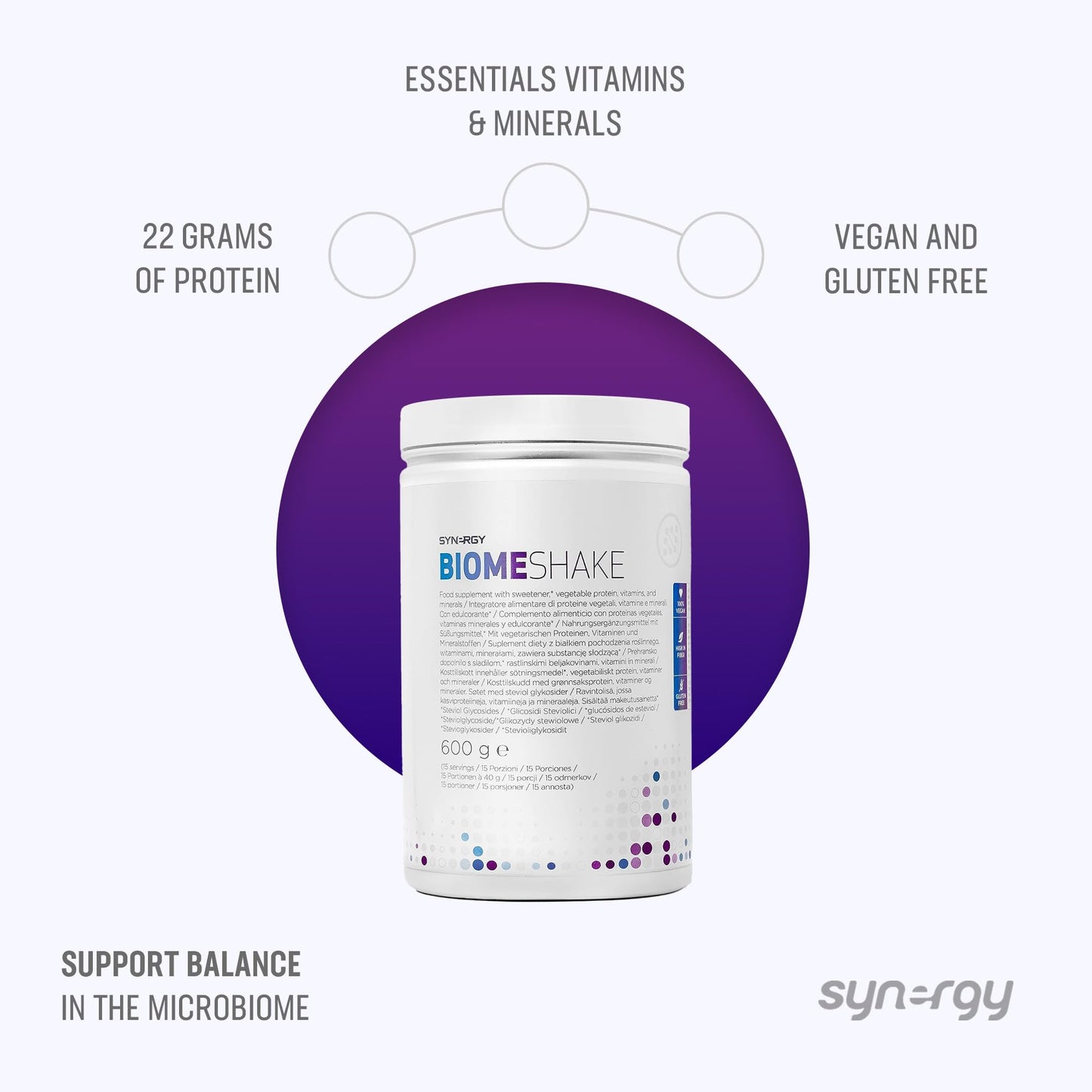 Synergy Worldwide Biome Shake 600 g | 22g Protein Powder Supplement | High in nutrients, Vitamins and Minerals