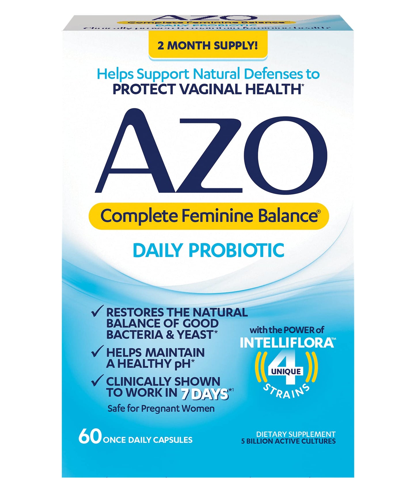 AZO Complete Feminine Balance Daily Probiotics for Women & D Mannose Urinary Tract Health