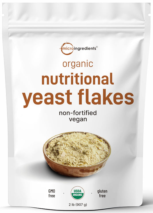 Organic Non-Fortified Nutritional Yeast Flakes, 2 Pounds (32oz) | Rich in Vegan Protein