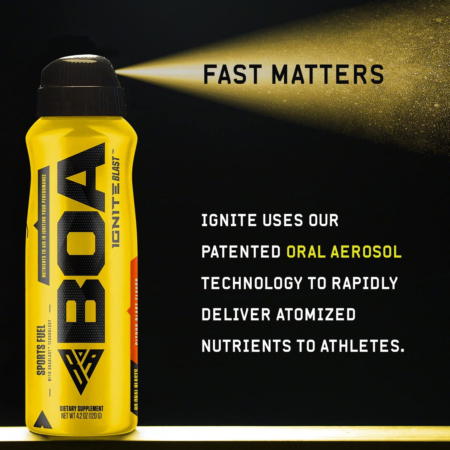 BOA Ignite Blast – Oral Aerosol Rapid Energy Solution – Pre Workout with Caffeine, B Vitamins, Electrolytes, Carbohydrates (Citrus Flavor)