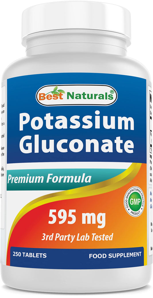 Best Naturals Potassium Gluconate Supplement 595 Mg Tablet, 250Count