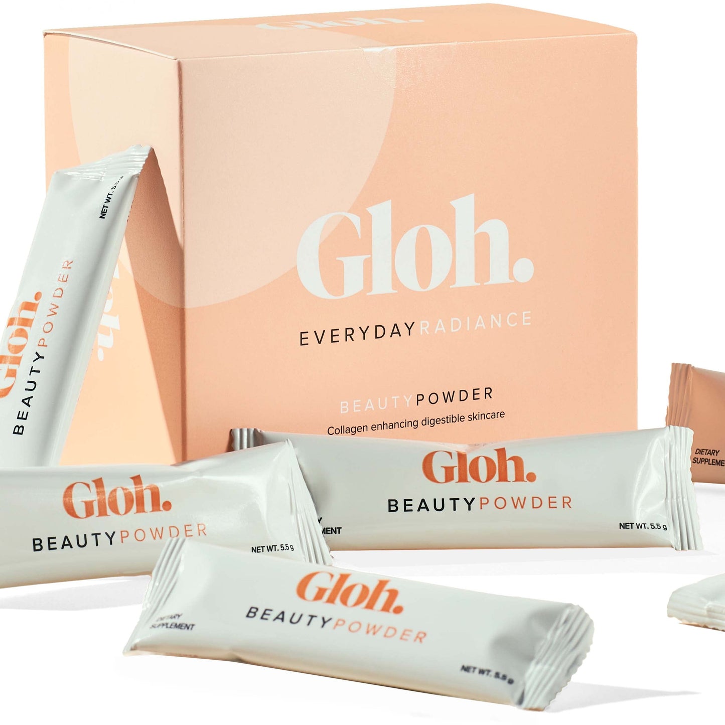 Gloh. Marine Collagen Powder for Women - Peach Flavor Collagen Supplements for Women with Hyaluronic Acid, Vitamin A, B2, B6