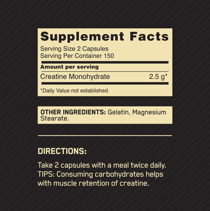 Optimum Nutrition Micronized Creatine Monohydrate Capsules, Keto Friendly