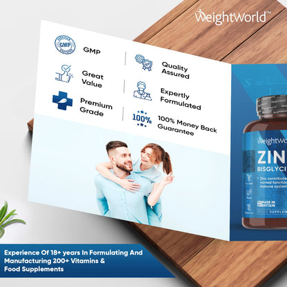 High Strength Zinc Tablets 50mg – 400 Vegan Zinc Bisglycinate Tablets 6+ Months