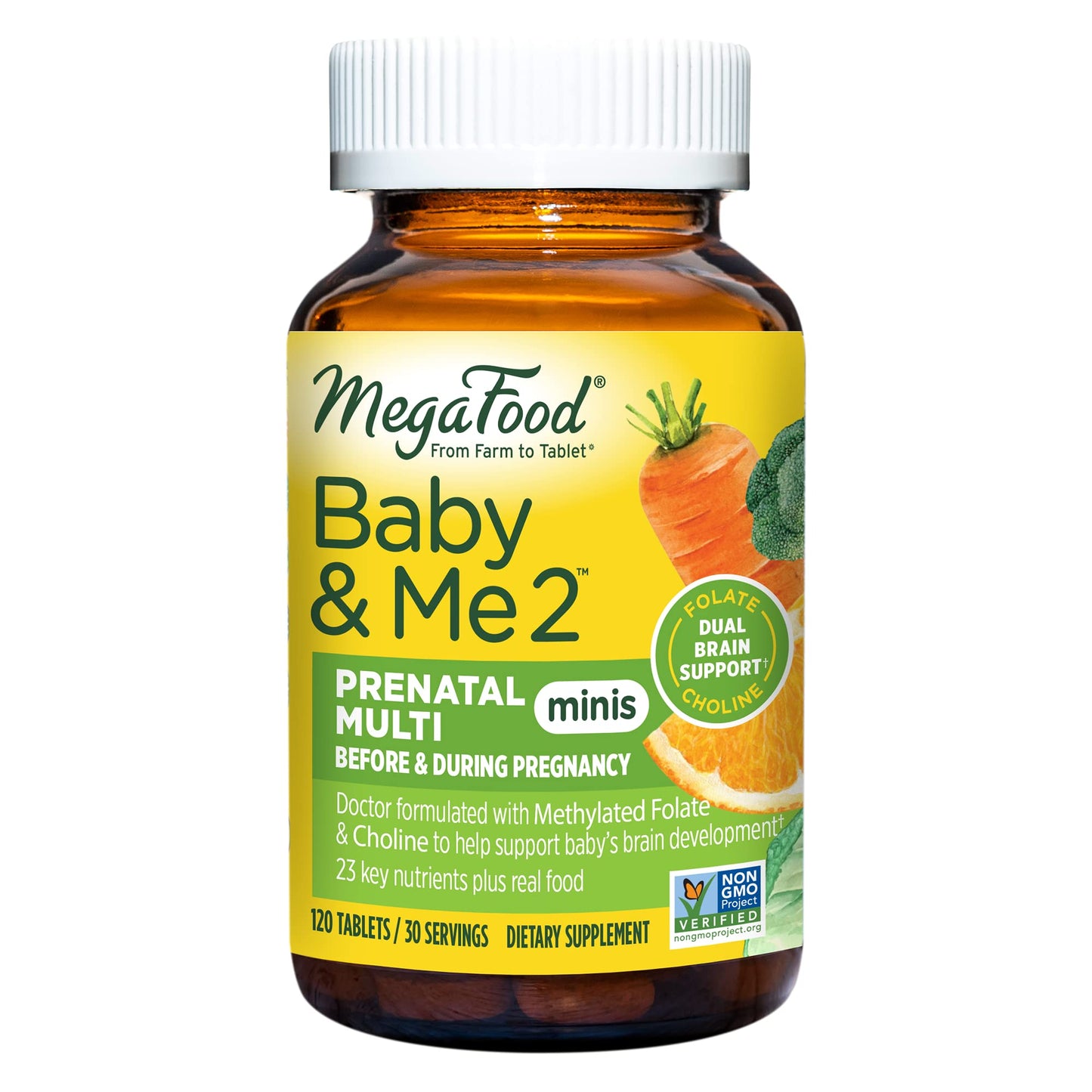 MegaFood Baby & Me 2 Prenatal Vitamin & Minerals - Vitamins for Women - with Folate