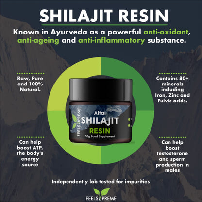 Natural Black Altai Shilajit Resin Large (50g) Pot | 100% Pure Additive Free | 80 Trace