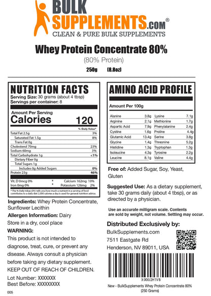 BULKSUPPLEMENTS.COM Whey Protein Concentrate Powder - Unflavored Protein