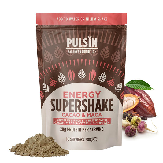 Pulsin - Cacao & Maca Vegan Supershake - 300g - Plant Based Vegan Energy Support Protein Powder