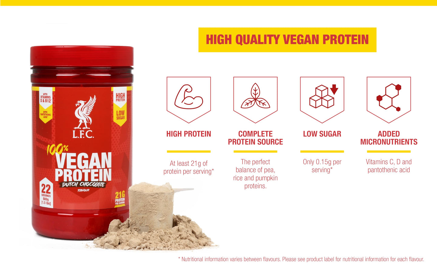 LFC Vegan Protein Powder Banana Caramel Flavour 680g 100% Vegan Protein Powder 21g High Protein,